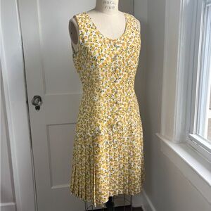 Vintage Oberon Yellow Rose Pleated Dress